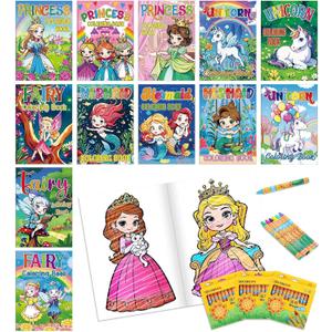 Yexiya 72 Pcs Mini Coloring Books Bulk with 72 Pcs Crayons for Kids Princess Unicorn Fairy Mermaid Coloring Books with Magical Themes for Girls Birthday Goodie Bags Stuffers Return Gifts