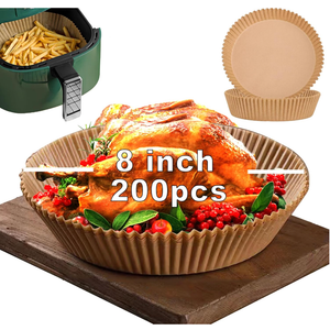 Air Fryer Liners Disposable for Ninja, 4 qt Air Fryer Liners, 200Pcs Liners for Ninja AirFryer, Air Fryer Paper Liners Disposable Round 8 inch, Circle Parchment Liners, Papel Para Air Fryer
