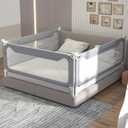 melafa365 Bed Rails for Toddlers, Upgrade Baby Bed Rail Guard Height Adjustable Specially Designed for Twin, Full, Queen, King Size - Safety Bed Guard Rails for Kids(Gray,1 Piece, 59") (Grey)