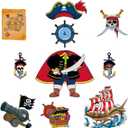 10Pcs Pirate Theme Cruise Door Magnet Stickers,for Refrigerators,Cars,Garage Door Etc DIY Pirate Captain Birthday Party Decorative Supplies