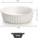 14 oz Porcelain Ramekins Oven Safe, 6 Pack Large Ceramic Creme Brulee Souffle Baking Dishes with Handle, 5 Inch French Onion Soup Bowls for Ramen, Stew, Lava Cakes, Pot Pie, White