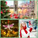 2 x WhatSign Pink Metal Dragonfly Ornaments for Christmas Tree - Dragonfly Christmas Ornament Decorations Keepsake Gifts for Women Girls