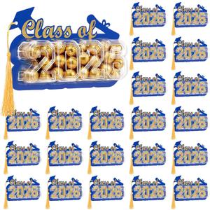 Motiskyy 30 Pack 2026 Graduation Candy Card Class of 2026 Grad Party Favor Supplies Candy Dome Greeting Card with Tassel Chocolate Holder College High School Graduate Gift Box DIY(Blue,Gold)