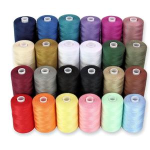 BlesSew Sewing Machine Thread 24 Spools, 1000 Yards Each All Purpose Polyester Thread Set, 22 Colors + Black & White Thread for Sewing Machine, Ideal for Beginners, Quilting & Repairs