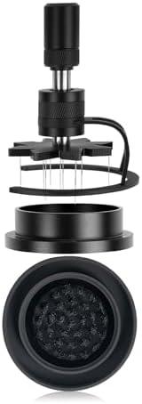 IKAPE 54MM WDT Tool, Espresso Stirrer Distribution Tool, Adjustable Needle Height, Coffee Stirrer with Dosing Funnel & Stand(With Brush)