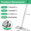 30" x 10" Lawn Leveling Rake with 6.5FT Extra Long Handle, Heavy Duty Stainless Steel Leveling Rake 30 inch for Spreading Topsoil, Sand & Compost, Professional Yard Leveler, Silver