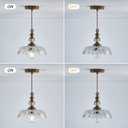 CVKASH Vintage Glass Pendant Light Fixture Brass Modern Adjustable Chandelier Farmhouse Hanging Light for Hallway Porch Kitchen Bedroom Coffee Shop Dining Room Island Gold, 9.64"L x 4.71"W x 8.26"H