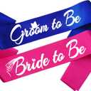2 x 2pcs Bride to Be and Groom to Be Sash, Bridal Shower Sashes Bachelor Decorations Just Married Gift Engaged Decor Engagement Accessories Bachelorette Party Supplies, Hot Pink+Royal Blue