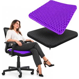 Purple Gel Honeycomb Slim 0.8 Seat Cushion for Office Chair, Breathable TPE, 15.35 x 13.78 x 0.87 in