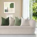 FOLLATI Throw Pillow Covers Pack of 4(18x18 Inch), Soft Boho Corduroy Textured Cushion Covers for Decor Sofa Bedroom Living Room (Green)
