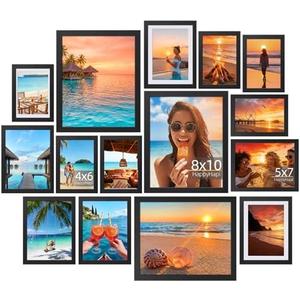 HappyHapi 12 Pack Picture Frames Collage Wall Decor, Black Gallery Wall Frame Set, Wall or Tabletop Display, Multi Sizes including 3pcs 8x10, 6pcs 5x7, 6pcs 4x6