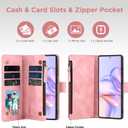 for Samsung Galaxy S26-Wallet Case: with RFID Blocking Card Slots (6 Cards) | Soft PU Leather Magnetic Snap Zipper Pocket | Crossbody Wrist Strap Protective Phone Cover - Pink