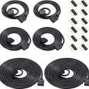 Honoson 6 Pieces 4 Pin RGB Extension Cable LED Strip Connector Cord Wire Cables Kit with 12 Pieces Pin Connector for 5050 3528 RGB LED Strip Light(1.6、3.3 、6.6 ft,Black)