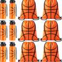 Olgaa 12 Pcs Basketball Party Favors Include 6 Pcs Water Bottle 20 oz 6 Pcs Drawstring Bag Sports Themed Reusable Drink Bottles Bulk Accessories for Players Lovers Team Gifts (Basketball)