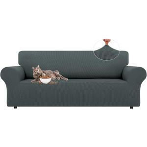 LURKA Stretch Sofa Slipcovers 1 Piece Couch Covers for 3 Cushion Couch Sofa Furniture Protector Full Sofa Covers with Elastic Bottom for Kids and Dog (Large, Grey)