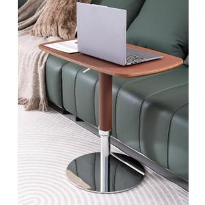 TV Trays for Eating on Couch, Adjustable Height Swivel TV Tray with Saddle Faux Leather Top, Heavy Duty Snack Table for Sofa Bed Recliner, C Shaped Side Table for Laptop Dinner Small Spaces