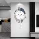 Dankeit Wall Clock, Silent Non-Ticking Quality Quartz Battery Operated with Pendulum, Large Wall Clock for Living Room Kitchen Home Bathroom Bedroom Wall Decor, 13x21.65inch(Black)