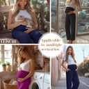 3 Pack Women's Maternity Pants Loose Wide Leg Pregnancy Sweatpants Over the Belly Lounge Pants Pajama with Pockets(Black, Navy Blue, Fuchsia,Medium)