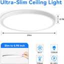 24 Inch Large Led Ceiling Light Flush Mount, 55W, 5500LM, 3000K/4000K/6000K CCT Selectable, B Right Close to Ceiling Round Flat Panel Light for Bedroom,Kitchen,Hallway, White, 24"-1pk