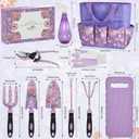 Gardening Tools, WisaKey 10 Piece Heavy Duty Purple Garden Tool Set Durable Garden Supplies Organizer Bag Garden Hand Tools Grandmother Granny for Woman Mothers
