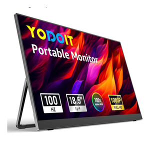 Yodoit Portable Monitor for Laptop 100Hz 18.5" FHD 1080P Screen IPS Display with USB Type C Port and Speakers with Smart Cover Metal Compatible with PC, MacBook, Xbox (Black)