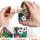 2Pcs PU Leather Small Squeeze Coin Purse Pouch Mini coin Bag Unique And Cute Wallet Cosmetic Bags Change Bag For Women Girls Men Yellow and white flowers