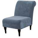 H.VERSAILTEX Armless Accent Chair Covers Thick Velvet Armless Chair Slipcovers High Stretch Chair Covers for Living Room Hotel Machine Washable Furniture Protector with Elastic Bottom, Stone Blue