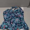 Eomenie Womens Halter Tankini Bathing Suit Ruched Tummy Control Two Piece Swimsuit with Bottom (X-Large, Deep Green Floral Printed)