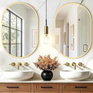 Oval Bathroom Mirror, 2 Pack 20"x30" Gold Vanity Mirror for Over Sink