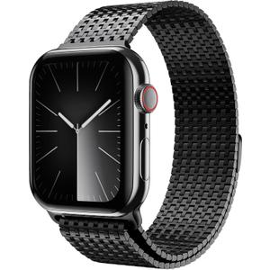LULULOOK Milanese Mesh Loop Compatible with Apple Watch Band, for Men Women, Stainless Steel Magnetic Buckle Strap for iWatch, Size: 42(Series 11/10)/41/40/38mm(Black)