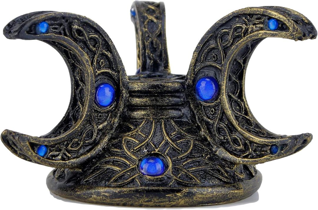 Neopagan Sacred Triple Moon Full and Crescent Moons Scrying Glass Gazing Ball Stand Sphere Base Holder for Crystal Ball Glass Ball Tray Base Pedestal