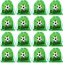 Shappy Pack of 16 Soccer Drawstring Bags for Party Favors 12 x 10 Inch Treat Candy Goodie Gifts Bags Team Supplies Sport Birthday Party Favors (Green)