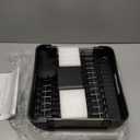 Stainless Steel Dish Drying Rack - Dish Drainer for Kitchen Counter, Extendable Drainboard with Foldable, Space-Saving Cup & Bowl Organizer, Includes Knife and Utensil Holder, Black