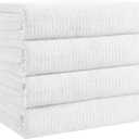 Bath Towels Set of 4 Extra Large 35 x 70 Inches,Luxury Thick High Absorbent and Quick Dry Bath Sheet,Ultra Soft Microfiber,Bathroom,Beach,Yoga,Sport,SPA,Fitness (White)
