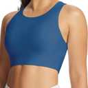 baleaf Women's Swim Bra Modest High Neck Bikini Tops Quick Dry UPF 50+Bathing Suit Sports Workout Removable Padded (38, Navy Blue)