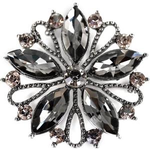 10 pcs Black Hollow Metal Flower Rhinestone Petals Sewing Coat Buttons -40mm -11/2"