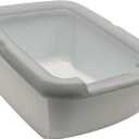Catit Cat Litter Pan with Shield Rim  Large Open Litter Box With High Sides & Raised Back  Easy Clean, Mess-Free Design  Fits All Cat Litter Types  Gray, 22.2 x 16.3 x 11.3