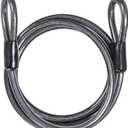 DELSWIN Security Steel Cable with Loops - 12mm (1/2 inch) Thick 4FT Heavy Duty Bike Lock Cable Vinyl Coated Braided Cables for U-Lock and Padlock