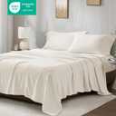 Sleep Philosophy Micro Fleece Sheets King Size Bed Set 4 Piece, Ivory