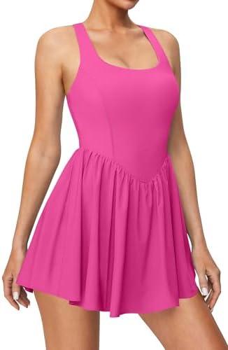 IUGA Tennis Dress with Built in Shorts and Bra Adjustable Straps Athletic Dress for Women Summer Golf Active Workout Dress Size XL