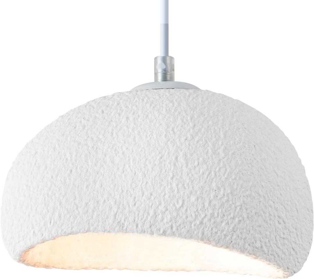 7.87 inch Wabi Sabi Pendant Light Modern Japanese Ceiling Fixture for Dining Room Kitchen Island Hallway, White E26 Base Hanging Lamp (20cm/7.87in)