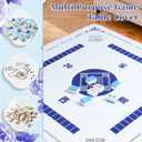 55 x 55 in Mahjong Tablecloth, Florals Card Table Mat, Multi Purpose Game Table Cover, Mahjong Party Decorations for Beginners, Lovers, Card, Board Tile Games, Poker, Dominoes (Blue)