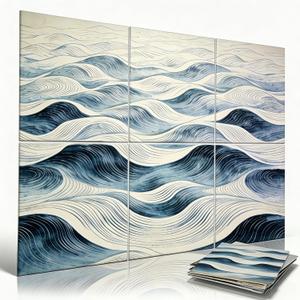 6 Pack Art Acoustic Panels, 72x48 Inch Total Size, Self-Adhesive Flame-Retardant Polyester Felt Sound Absorbing Wall Panels for Home Office, Recording Studio & Gym