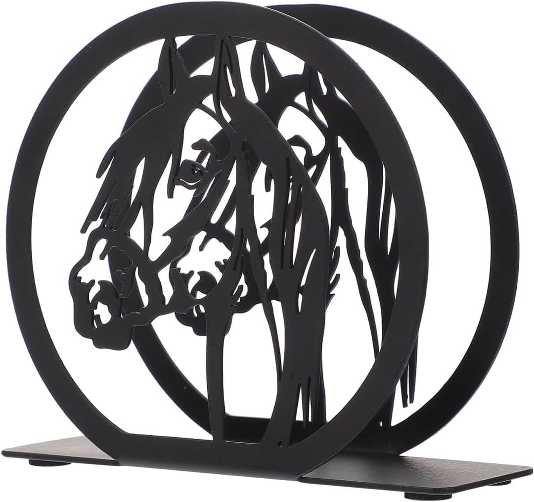 Cabilock Wrought Iron Napkin Holder with Horse Design Rustic Paper Towel Stand for Kitchen Dining Table and Coffee Shop Tissue Organizer