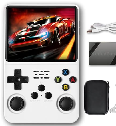 R36S Handheld Game Console 3.5-inch Retro Handheld Video Games Consoles Built-in Battery Portable Style Hand Held System White