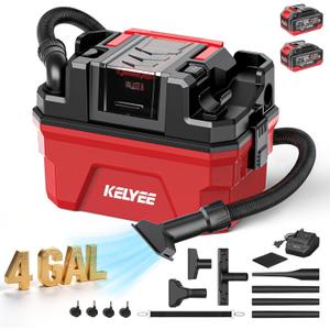 Cordless Shop Vac for Workshop, 4 Gallon Dual 4.0Ah Batteries