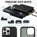 TUCCH Adjustable Crossbody Wallet Case for iPhone 16 Pro Max (6.9"), RFID Blocking [6 Card Slots][Detachable Lanyard], Magnetic Flip Wallet PU Leather Phone Cover for iPhone 16 Pro Max, Textured Black