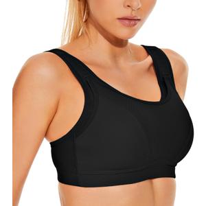 Wingslove Womens Sports Bras High Impact Adjustable Wireless Plus Size Sports Bra Full Figure Large Bust Workout Running Bra (36DD, Black)