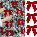 Flair Gifts 24 Pcs Red Vintage Velvet Christmas Bows -Cozy 4.5 Inch Bows for Christmas Tree Ornaments, Wreath Accents, Gift Wrapping, Wine Bottles, Stair Railings, DIY Crafts & Xmas Home Decor