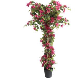 Damomo 5 Feet Artificial Bougainvillea Tree with Flowers in Plastic Pot Faux Blooming Tree for Decor Indoor or Outdoor Home Office, 1 PCS(63 inch)